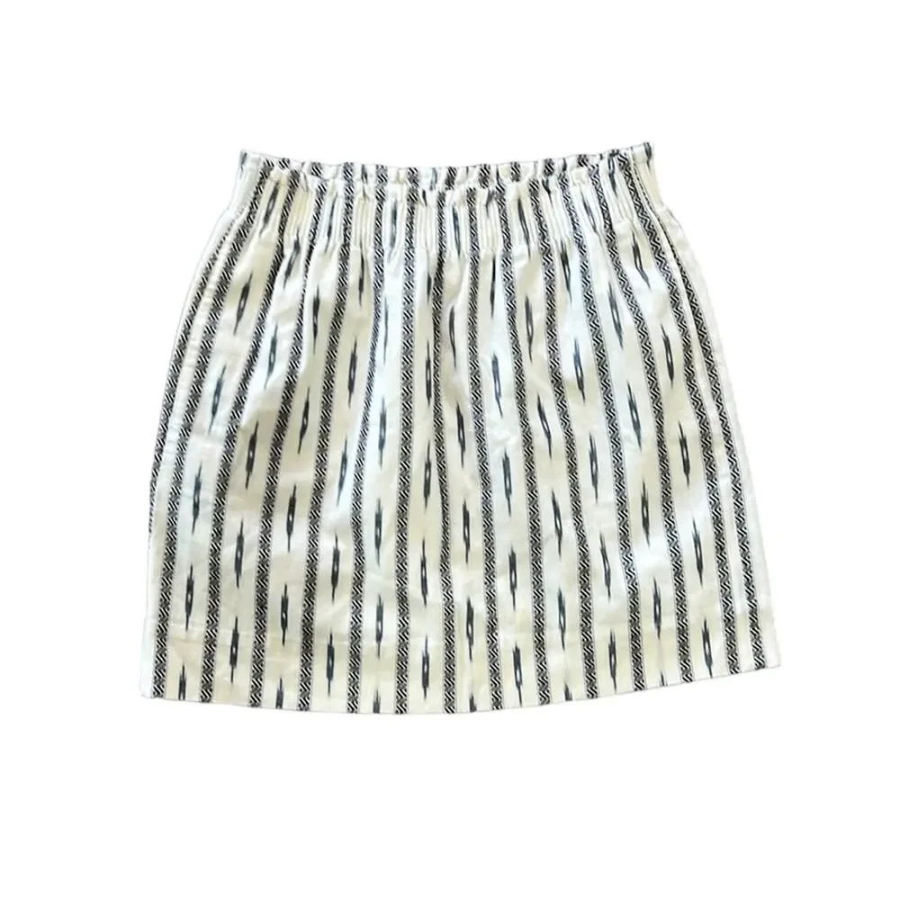 J. Crew Mini Pencil Skirt Aztec Pattern  Elastic Waist Pull On Size 4